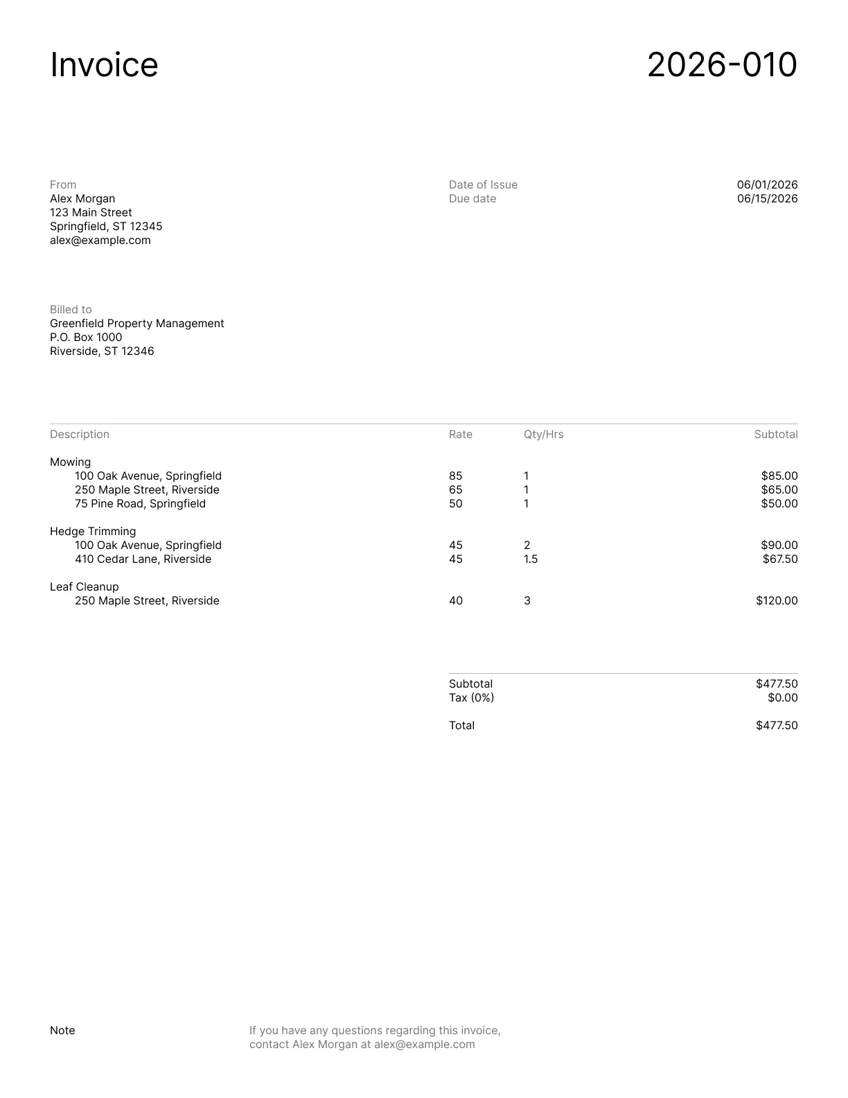 Invoice variant 1
